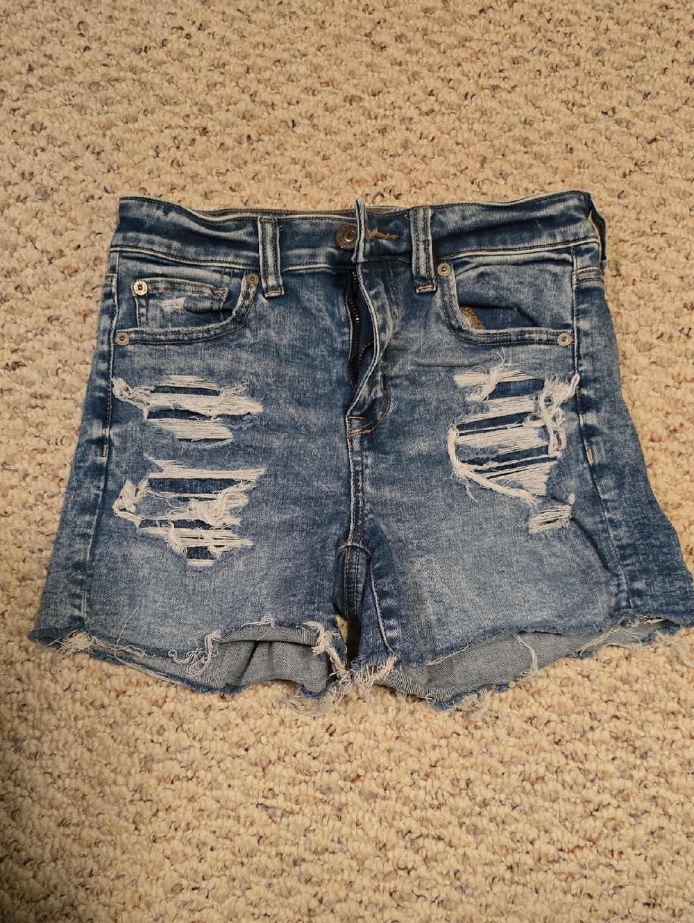 American Eagle Outfitters Distressed Blue Denim Cutoff Shorts